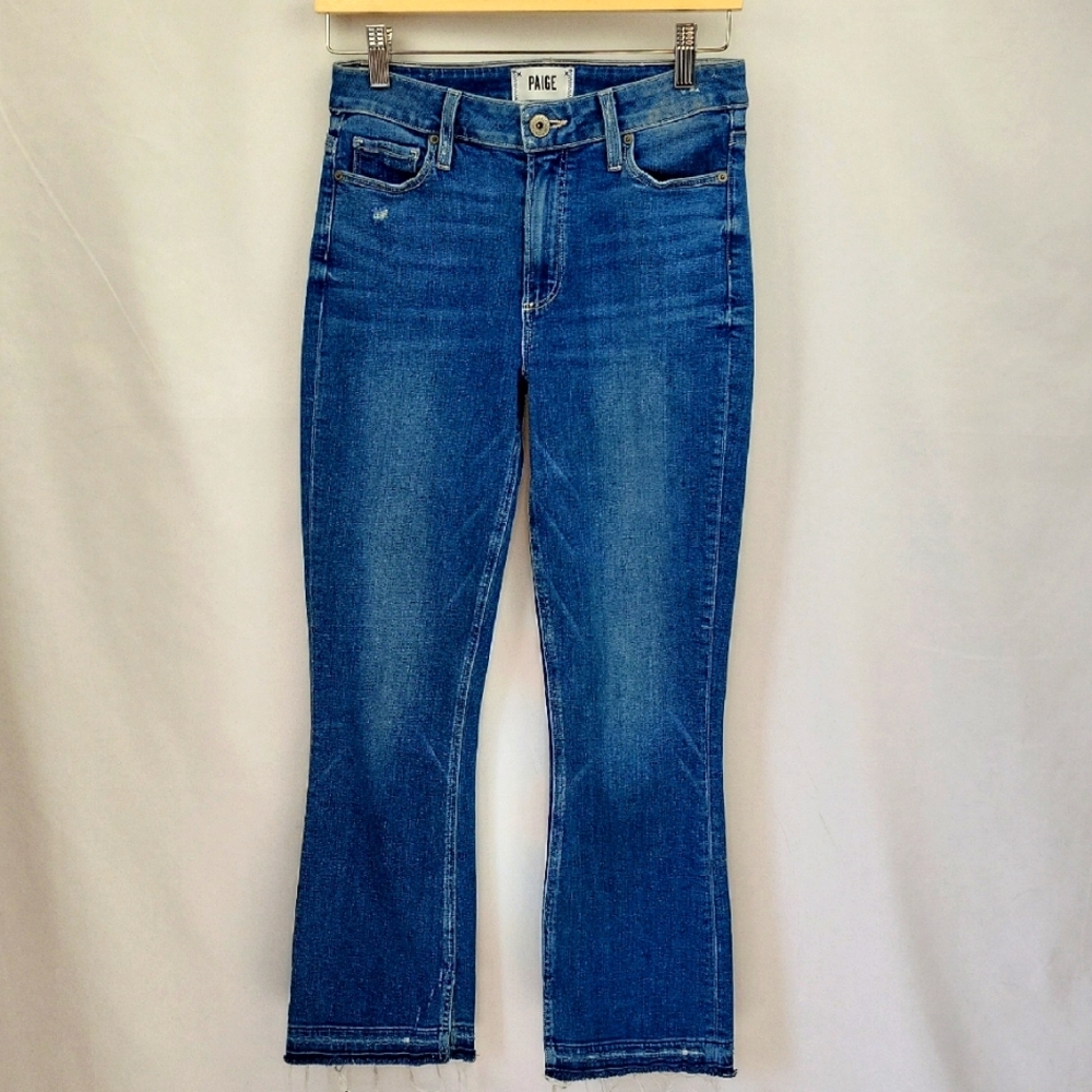 Paige Colette Crop Flare Jeans Medium Wash Size 27